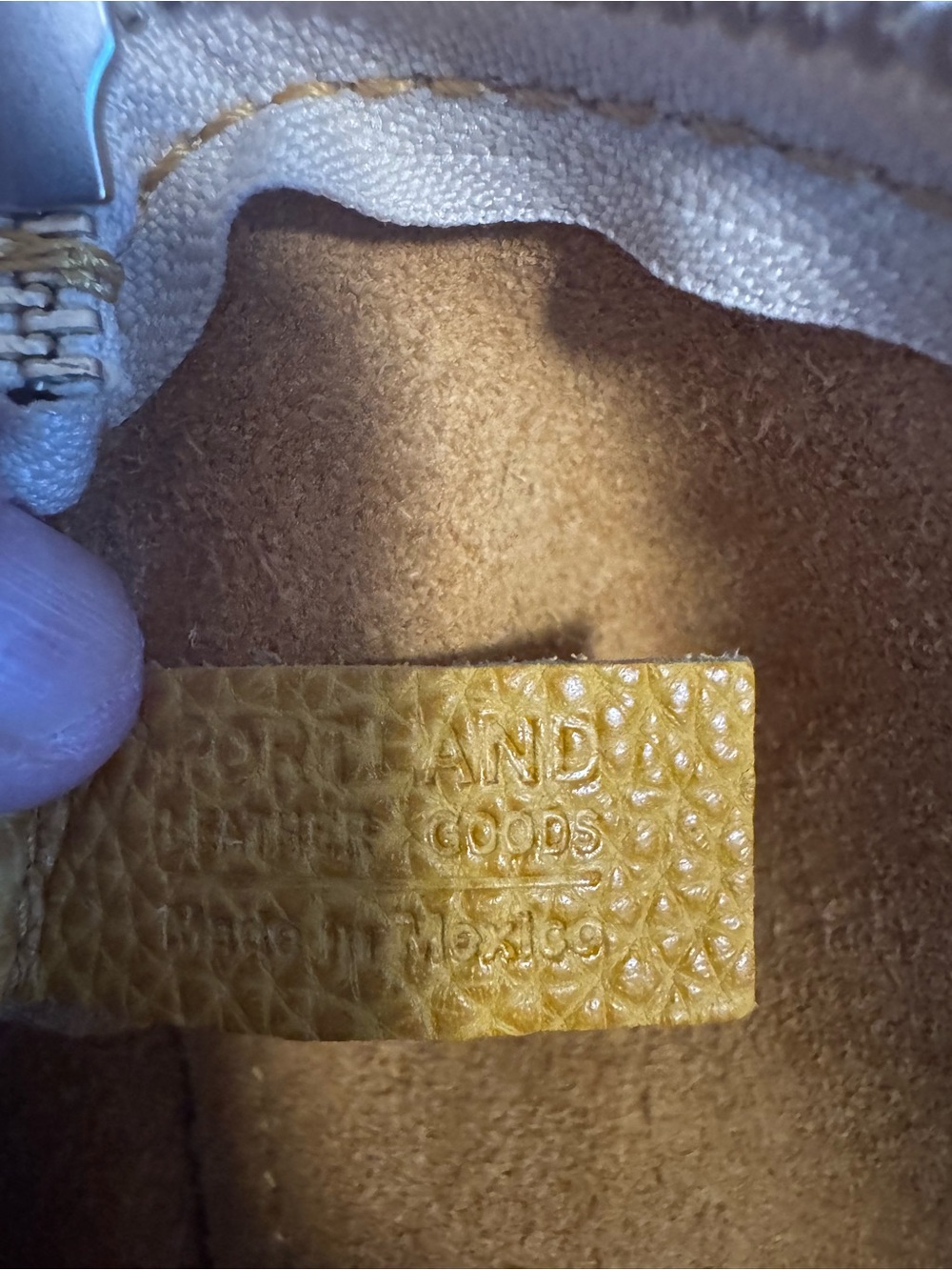 Pebbled Yellow Leather Cosmetic Pouch - Picture 4 of 4